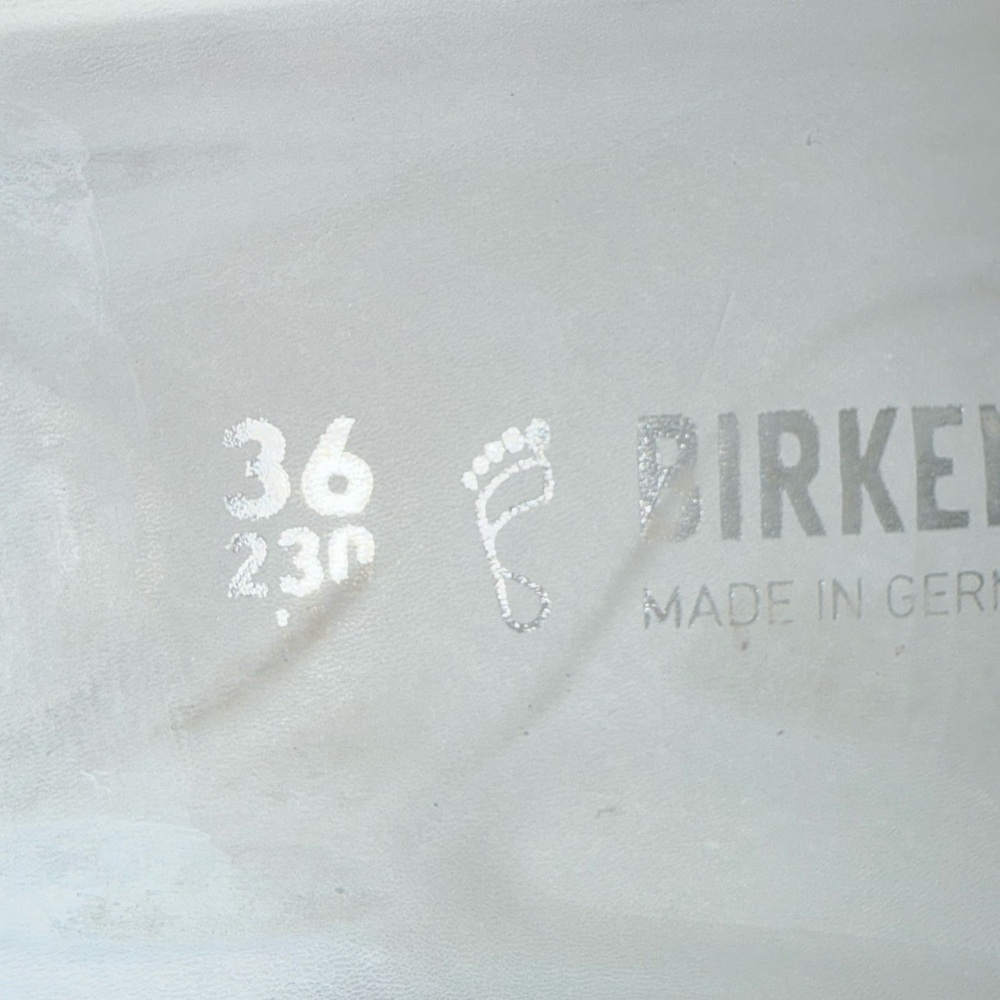 Birkenstock White Thong Sandals with Silver Buckle - Picture 7 of 9
